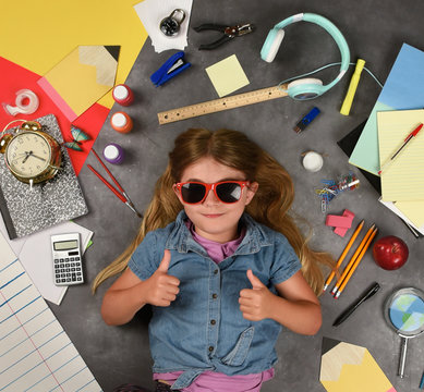Happy Back to School Education Child with Supplies