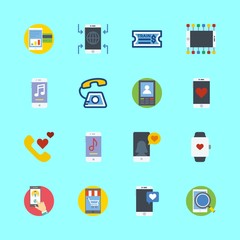 telephone icons set. girl, touch, fitness and sunglasses graphic works