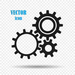 Gears isolated on a transparent background. The concept of mechanics, robotics. Vector element for your design.