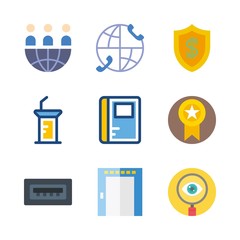 business vector icons set. worldwide, up, usb and notebook in this set