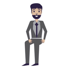 cartoon businessman icon over white background, vector illustration