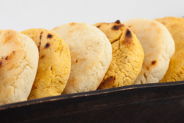 Roasted traditional South American corn arepa