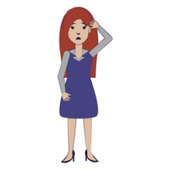 cartoon designer woman icon over white background, vector illustration