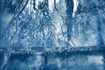 The texture of the ice. The frozen water.Winter background   