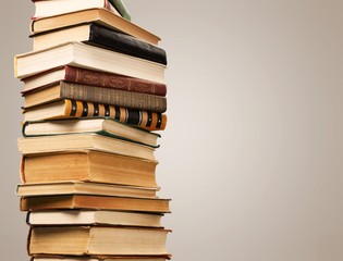 Collection of old books vertical stack