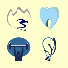 logo vector icons set. dentist logo, inspiration program logo, winter resort logo and gym logo in this set