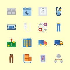business vector icons set. property, train ticket, plans and internet in this set