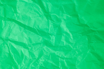 Green crumpled paper background.