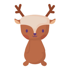 cute deer icon over white background, vector illustration