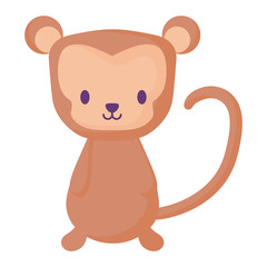 cute monkey icon over white background, vector illustration