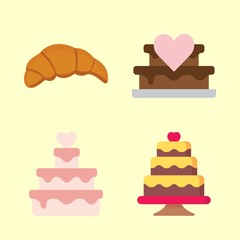 cake icons set. mint, kruassan, spain and top graphic works
