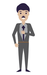 cartoon businessman icon over white background, vector illustration