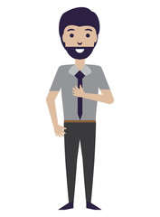 cartoon businessman icon over white background, vector illustration