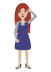 cartoon designer woman icon over white background, vector illustration