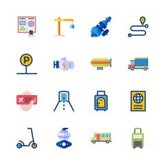 16 transportation icons set