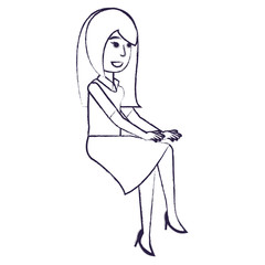 cartoon designer woman icon over white background, vector illustration