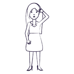 cartoon designer woman icon over white background, vector illustration