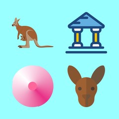 mother vector icons set. pink flower, kangaroo and museum in this set