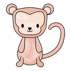 cute monkey icon over white background, vector illustration