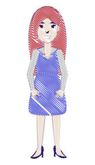 cartoon designer woman icon over white background, vector illustration