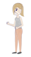 cartoon designer woman icon over white background, vector illustration