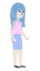 cartoon designer woman icon over white background, vector illustration