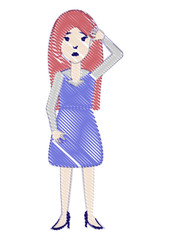 cartoon designer woman icon over white background, vector illustration