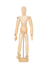 Wooden figure model isolated on white background with clipping path.