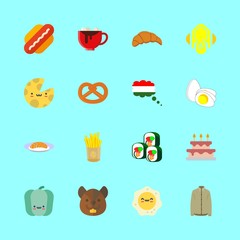 eat vector icons set. wedding cake, fried egg, sushi and salmon in this set