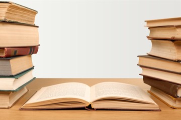 Old books on dark  background