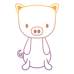 cute pig icon over white background, vector illustration