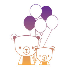 cute bears and balloons over white background, vector illustration