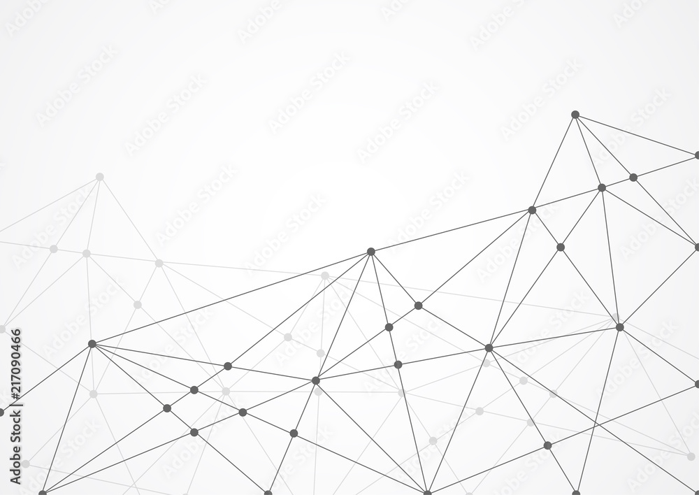 Poster abstract connecting dots and lines with geometric background. modern technology connection science, 