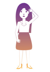 Fototapeta na wymiar cartoon designer woman icon over white background, vector illustration