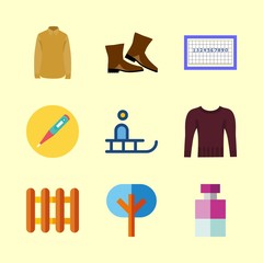 winter icons set. summer, recreational, city and reindeer graphic works