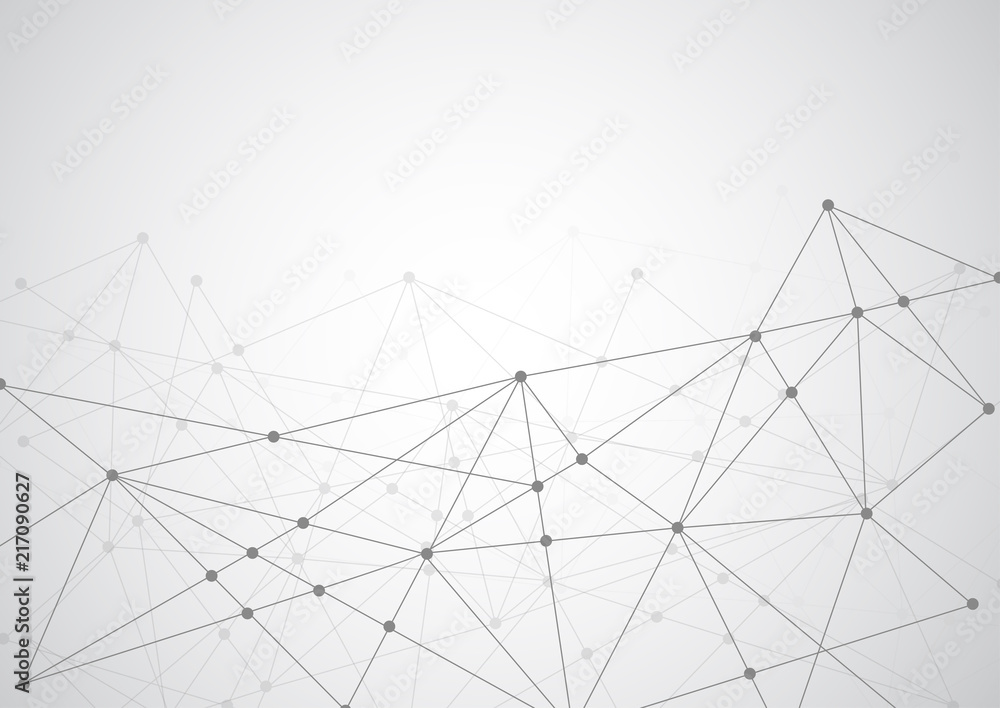 Poster abstract connecting dots and lines with geometric background. modern technology connection science, 