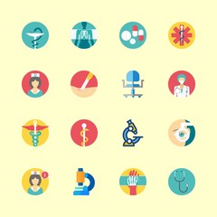 Fototapeta premium hospital vector icons set. wheel chair, x ray, pharmacy and ophthalmology in this set