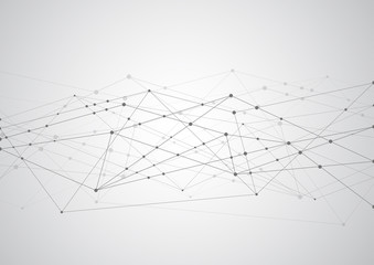 Abstract connecting dots and lines with geometric background. Modern technology connection science, Polygonal structure background. Vector illustration