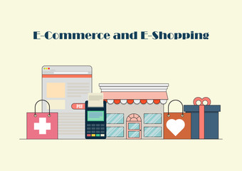 flat design banner of E-Commerce and E-Shopping