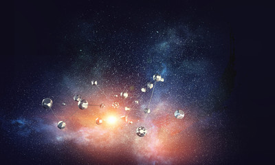 Wireless interaction and connection. Mixed media