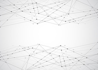 Abstract connecting dots and lines with geometric background. Modern technology connection science, Polygonal structure background. Vector illustration