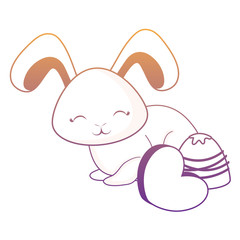 cute rabbit and chocolate candies over white background, vector illustration