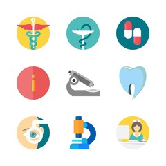 hospital vector icons set. microscope, pharmacy, ophthalmology and dentist logo in this set