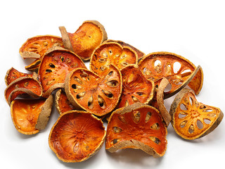slices of dried bael fruit..