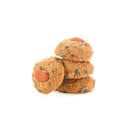 almond cookies on white background