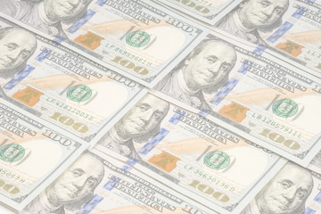 Background with money american hundred dollar bills.