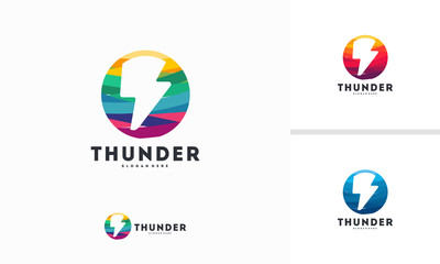 Abstract Circle Thunder Flash logo designs, Electricity logo template