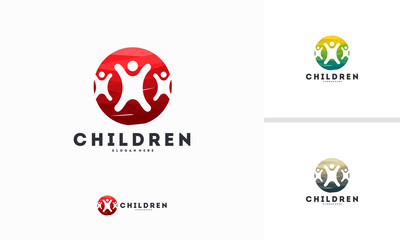 Abstract Circle Children logo template vector, Kids play logo designs symbol