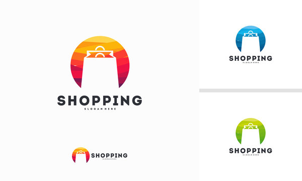 Abstract Circle Shopping bag logo designs concept vector, Sale logo symbol