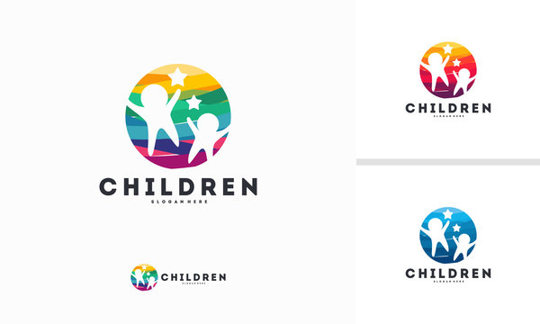 Abstract Circle Children logo template vector, Kids play logo designs symbol